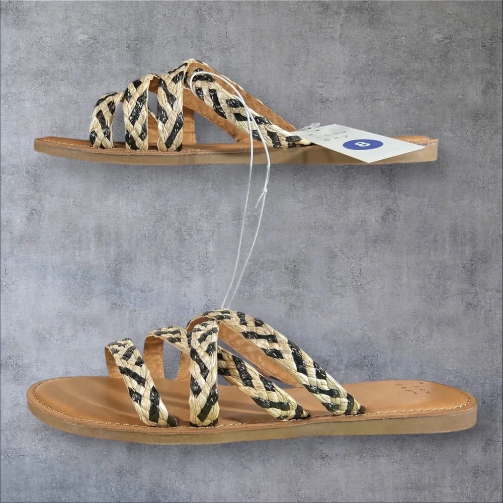 Woven Aesthetic Strappy Slip On Flats Slides Lalli Sandals Beachy Vacay